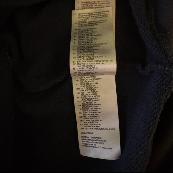 Adidas Dark Blue Navy Cropped Hoodie Size L - Picture 9 of 10